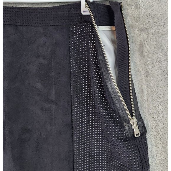 Worthington Skirt Womens 10 Black Faux Suede Mesh Retro a Line Mini - Picture 6 of 8